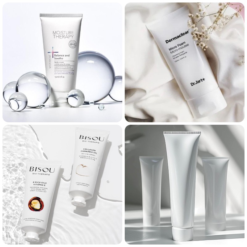 tuýp nhựa trắng đựng mỹ phẩm