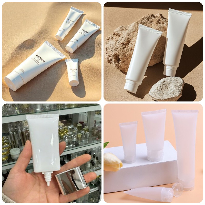 tuýp nhựa trắng đựng mỹ phẩm